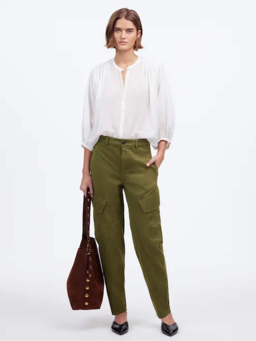 Madewell The Barrel Leg Utility Pant in garment dyed twill